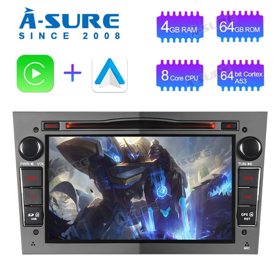 Grau 8 Core 4+64GB Radio Navi GPS Autoradio Für Opel Zafira B Corsa C D Astra H - Bild 1 von 4
