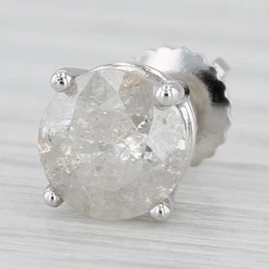 New 0.75ct Single Round Diamond Stud Earring 14k White Gold Studs - Picture 1 of 6