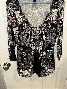 White House Black Market Women’s Pleated Patterned Blouse Sz. L. EUC - Picture 1 of 16