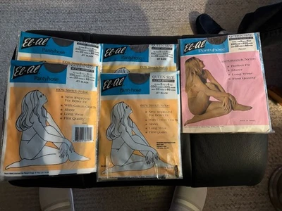 5 pares de pantimedias vintage de malla El-Al talla Queen Foto 1 de 4