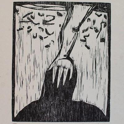 Hand auf Kopf Segensspende Expressionismus signiert Holzschnitt 1920er Jahre - Bild 1 von 4