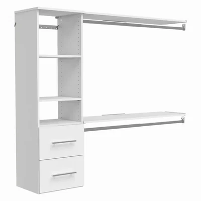 Estilo + 46,97 pulgadas W - 112,97 pulgadas Sistema de armario de madera colgante blanco con estante superior W Foto 1 de 4