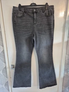 Ladies 'Tu' Stretch Charcoal Jeans. Kick Flare Style. Zip Up. Pockets. Size 18L. - Picture 1 of 15