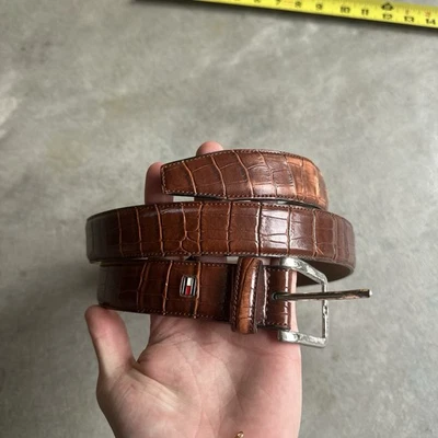 复古 Tommy Hilfiger Cayman 皮革腰带男式 42-105 码 — 第 1/4 张图片