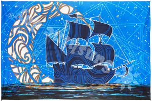 3D GLOW IN THE DARK-TAPESTRY-MOON SHIP-100% COTTON-60X90-FREE Glasses-Loop - Picture 1 of 1