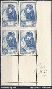 FRANKREICH GUYNEMER NR. 461 ECKE DATUM VOM 18.09.1940 NEU ** OHNE SCHARNIER - Bild 1 von 2