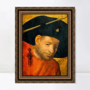 Gerahmtes Leinwandbild Giclée-Druck Kopf eines Hellebardiers von Hieronymus Bosch Wandbild - Bild 1 von 16