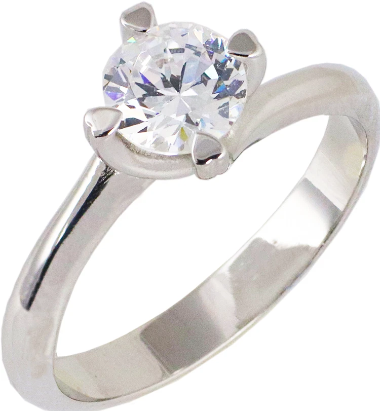 anello solitario argento 925 rodiato anallergico bluamante zircone misura 12 - Immagine 1 di 1