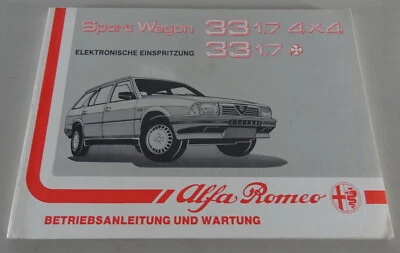 Betriebsanleitung / Handbuch Alfa Romeo 33 Sport Wagon 1.7 & 1.7 4x4 von 05/1988 Foto 1 de 3