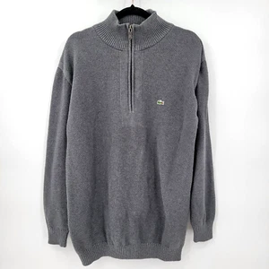 Vintage Lacoste Sweater Mens Size 8 Pullover Waffle Knit 1/4 Zip Mock Neck Long - Picture 1 of 11