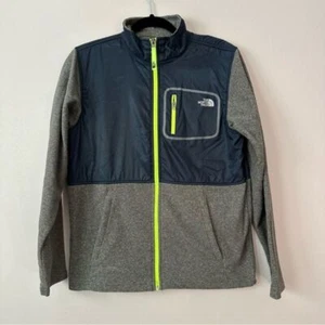 The North Face Boys XL (18/20) Navy Blue Gray Green Fleece Combo Full Zip Jacket - Picture 1 of 4