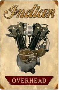 Indien Motorcycle Overhead VTwin Engine rosted steel sign 445mm x 290mm REDUZIERT - Bild 1 von 1