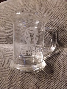 Vintage King Cobra Premium Malt Liquor Etched Stein - 4 3/4” Tall