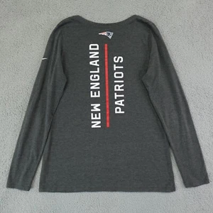 New England Patriots Shirt Womens Large Gray Long Sleeve V Neck The Nike Tee - Picture 1 of 15