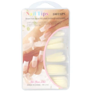 False Nail Tips - 100 Pack Natural Nails Strong Acrylic Full Cover Beauty Plain - Picture 1 of 1