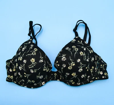 Sujetador push up Victorias Secret 34B Wear Everywhere negro dorado lencería floral nuevo Foto 1 de 4