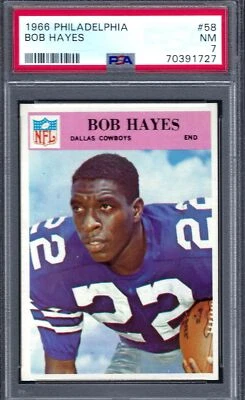 1966 Philadelphia FB #058 PSA 7 Bob Hayes Cowboys 58 Sharp! - Image 1 of 2