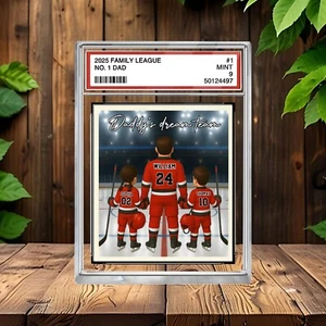 Regalo de papá de hockey - Bloque de tarjetas coleccionables personalizadas - Día del padre - Recuerdo de pista de hielo - Imagen 1 de 4
