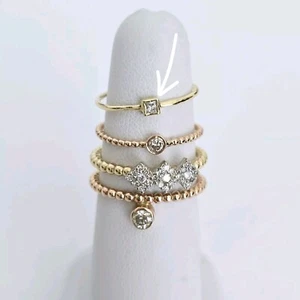 Massiv 14K Gelbgold stapelbar PRINZESSIN DIAMANT Nieten Ring Band Größe 5,5 - Bild 1 von 24
