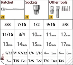 Husky Pass-Thru 3/8" Drive Socket - Ratchet - Extension - Bits - PICK ONE - Picture 1 of 4