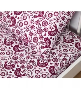 LIVING TEXTILES 2PC COT FITTED SHEET & PILLOWCASE SET IN BIRDS. BRAND NEW. - Picture 1 of 10