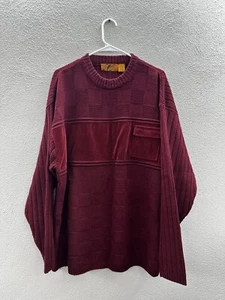 Trutus Biancarra Mens Sweater Size XL Red Knit Long Sleeve Pocket Vintage 90s - Picture 1 of 11