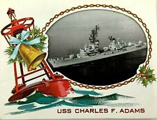 USS Charles F. Adams Vintage Real Photo Holiday Greeting Card Our Navy Magazine