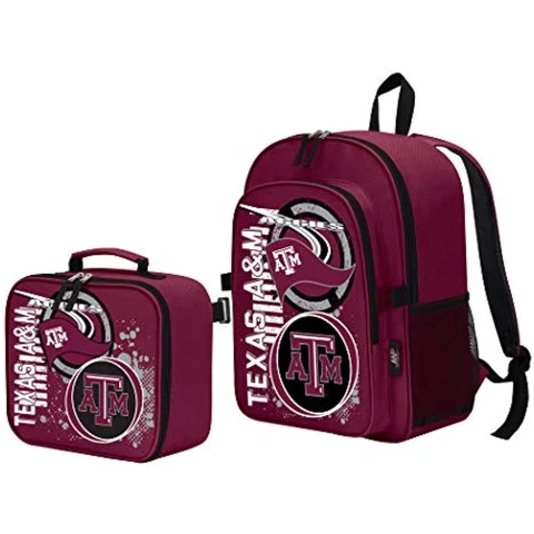 Texas A&M Aggies "Accelerator" Backpack & Lunch Kit Set, 16" x 9.5" x 12" Cover