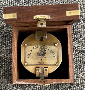 Royal Navy Brunton 1920 Compass Brass Mining Compasses W/ Wooden - Picture 1 of 4