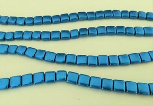 25 6 x 6 x 3 mm CzechMates Two Hole Tile Beads: Saturated Metallic - Galaxy Blue - Picture 1 of 1