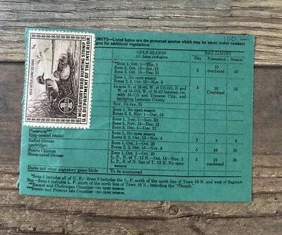 #RW6 1939 Federal Duck Stamp ***MICHIGAN*** Hunting Permit License - Image 1 of 2
