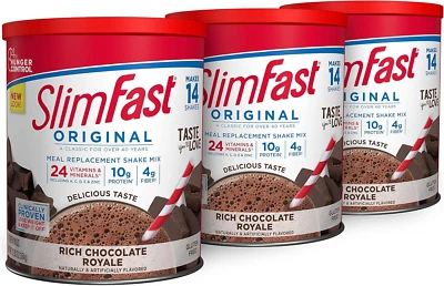 Polvo de reemplazo de comidas SlimFast, chocolate real rico original, mezcla para batidos, 10 g Foto 1 de 4