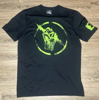 Camiseta masculina de compressão rara Under Amour CM punk média preta/verde - Imagem 1 de 4