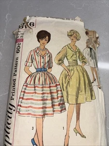 Vintage 1960s Simplicity Dress w Full Skirt 3976 Sewing Pattern FF Sz 16Bust 36 - Picture 1 of 3