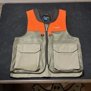 Columbia Bird Hunting Vest Men PHG Blaze Orange Brown Zip Pockets Game Pouch - Picture 1 of 11