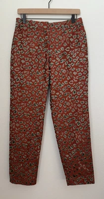 J. Crew Women's Red Jacquard Animal Print Dress Pants Original Fit Trouser 4 - Image 1 of 4