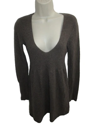 Vestido Suéter Túnica Aqua 100% Cachemira Negro Cuello en V Mangas Largas Talla XS Foto 1 de 4