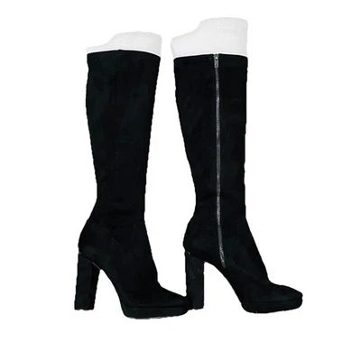 Botas Calvin Klein para mujer talla 9 negras Mailia imitación gamuza tacón alto hasta la rodilla cremallera Foto 1 de 4
