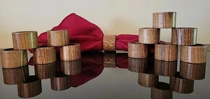 Vintage Set Of 11 Wooden Napkin Rings Golden Oak Finish 1.75" x 1.25" - Picture 1 of 4
