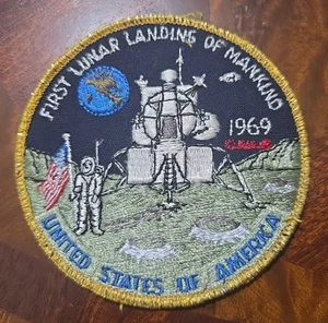 Vintage First Lunar Landing Patch • NASA Moon Astronaut USA 1969 • 4" - Picture 1 of 4