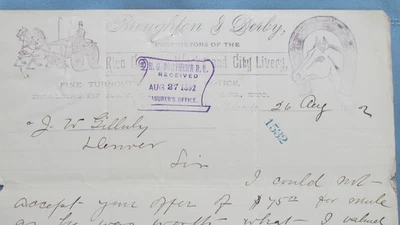 Membrete Rico Colorado Braughton & Derby Rico City 1892 librea-RGS mula asesinada Foto 1 de 4