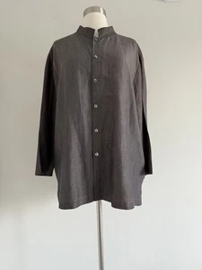 CAMICIA TOP DONNA ILEEN FISHER LINO SETA BOTTONI SPACCHI LATERALI TAGLIA 2X - Foto 1 di 11