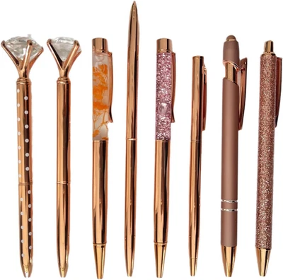 Yeanifeana Rose Gold Ballpoint Pen Set, 8 Pcs Metal Pens, Smooth Writing, Uni... - image 1 of 4