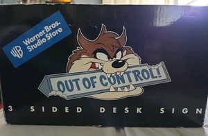1999 Warner Bros Tasmanian Devil character Out of Control 3 Sided Desk Sign Taz - Picture 1 of 7