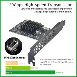 Usb 3.2 Gen 2 Expansion Card Type C 20Gbps Asm3242 Main Control Pcie To Us IDM - Afbeelding 1 van 12