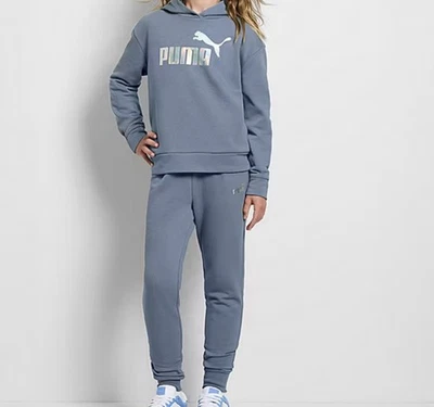 PUMA Girls 2 piezas. Juego de pantalones grandes, azul Coll Foto 1 de 4