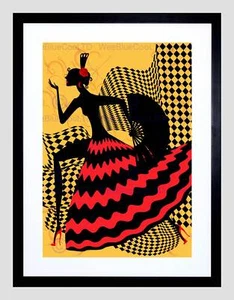 PAINTING ILLUSTRATION SPANISH FLAMENCO DANCER DESIGN FRAMED ART PRINT B12X13619 - Picture 1 of 17