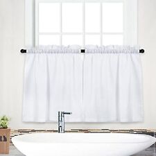 Waffle Woven Textured Short Curtains For Bathroom Waterproof Window Covering For