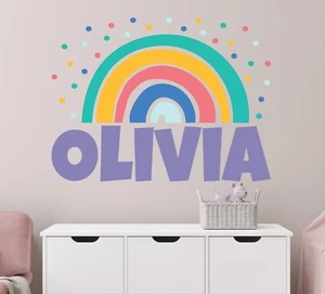 Rainbow Custom Name Wall Decal - Personalized Boho Rainbow Name Wall Art Modern - Picture 1 of 8