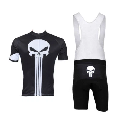 Kit de babador de ciclismo masculino Punisher jersey de ciclismo e conjunto de shorts acolchoados P-5XL - Imagem 1 de 4